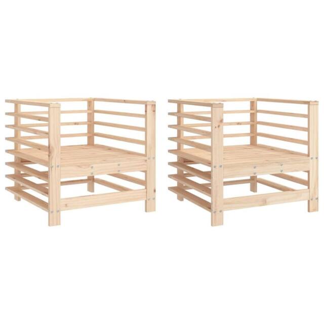 Berkfield Home Garden Chairs 2 pcs Solid Wood Pine in Light Brown - image 1
