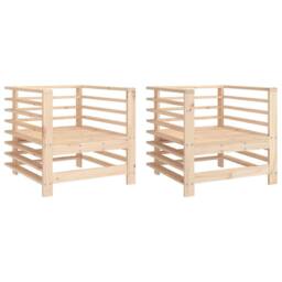 Berkfield Home Garden Chairs 2 pcs Solid Wood Pine in Light Brown - thumbnail 1