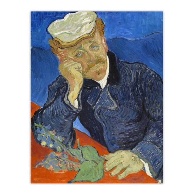 "Artery8 Dr Paul Gachet Portrait Van Gogh Vintage Wall Art Print Poster in Blue - Size: W12"" x H16""" - image 1