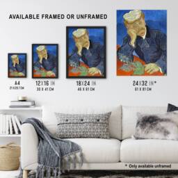 "Artery8 Dr Paul Gachet Portrait Van Gogh Vintage Wall Art Print Poster in Blue - Size: W12"" x H16""" - thumbnail 3