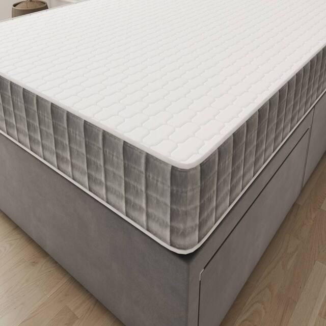Sloomy Essentials Grey Square Bonnell Hybrid Quilted Spring Mattress 15cm in White - Size: Double - image 1