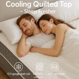 Sloomy Essentials Grey Square Bonnell Hybrid Quilted Spring Mattress 15cm in White - Size: Double - thumbnail 3
