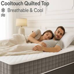 Sloomy Essentials Grey Square Bonnell Hybrid Quilted Spring Mattress 15cm in White - Size: Double - thumbnail 8