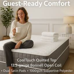 Sloomy Essentials Grey Square Bonnell Hybrid Quilted Spring Mattress 15cm in White - Size: Double - thumbnail 9