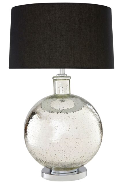 Orsina Glass Lamp with EU Plug & Clear Base, Slim Design Tabletop Light With Black Shade, Perfect Nightstand Light - image 1