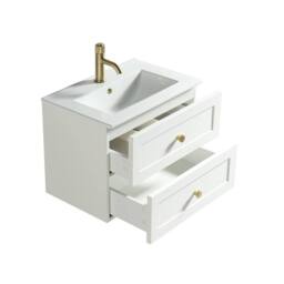 Bathroom Kingdom Bakewell White Wall Hung Basin Drawer Vanity 600mm - thumbnail 2