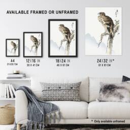 "Artery8 Black Eared Kite Bird Japanese Japan Wall Art Print Numata Kashu - Size: W12"" x H16""" - thumbnail 3