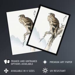 "Artery8 Black Eared Kite Bird Japanese Japan Wall Art Print Numata Kashu - Size: W12"" x H16""" - thumbnail 2