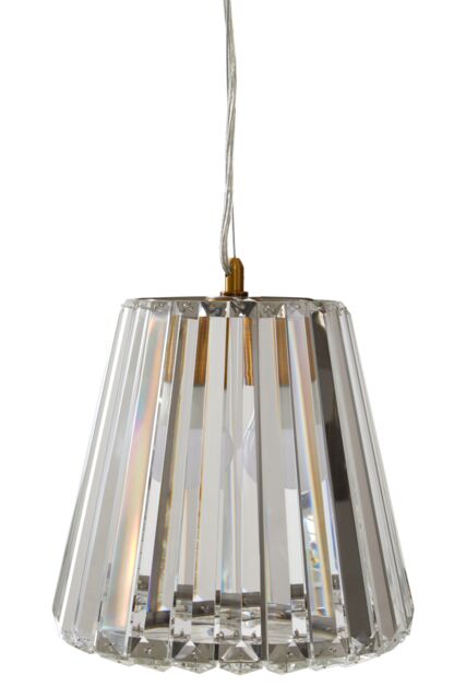 Orsina Bronze Cone Pendant Light, Geometric Crystal Glass Shade, Contemporary Boutique Fixture for Dining Room in Gold - image 1