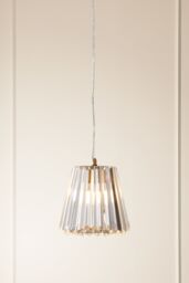 Orsina Bronze Cone Pendant Light, Geometric Crystal Glass Shade, Contemporary Boutique Fixture for Dining Room in Gold - thumbnail 2