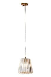 Orsina Bronze Cone Pendant Light, Geometric Crystal Glass Shade, Contemporary Boutique Fixture for Dining Room in Gold - thumbnail 3
