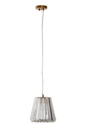 Orsina Bronze Cone Pendant Light, Geometric Crystal Glass Shade, Contemporary Boutique Fixture for Dining Room in Gold - thumbnail 4