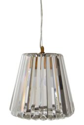 Orsina Bronze Cone Pendant Light, Geometric Crystal Glass Shade, Contemporary Boutique Fixture for Dining Room in Gold