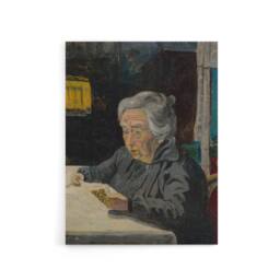 "Artery8 Old Lady Reading Grandmother Portrait Kubincan Canvas Wall Art - Size: W18"" x H24""" - thumbnail 1