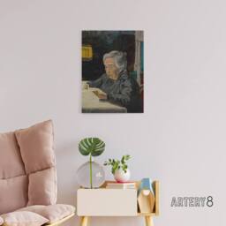 "Artery8 Old Lady Reading Grandmother Portrait Kubincan Canvas Wall Art - Size: W18"" x H24""" - thumbnail 3