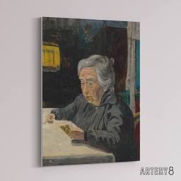 "Artery8 Old Lady Reading Grandmother Portrait Kubincan Canvas Wall Art - Size: W18"" x H24""" - thumbnail 2