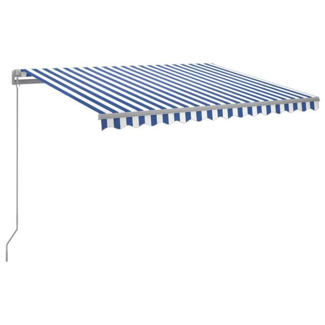 Berkfield Home Manual Retractable Awning with LED 300x250 cm Blue & White - image 1