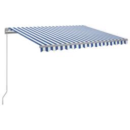 Berkfield Home Manual Retractable Awning with LED 300x250 cm Blue & White - thumbnail 1