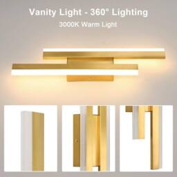 COMELY Indoor Wall Lights, 16W Creative Acrylic Wall Lights, Warm White, 40cm in Gold - thumbnail 4