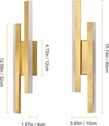 COMELY Indoor Wall Lights, 16W Creative Acrylic Wall Lights, Warm White, 40cm in Gold - thumbnail 3
