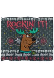 Scooby Doo Blanket, 152x127 cm Rockin' It Ugly Christmas Sweater Silky Touch Super Soft Throw Blanket in White - thumbnail 1