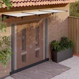 Berkfield Home Durable Door Canopy Black & Transparent 297.5x90 cm Polycarbonate in Clear - thumbnail 2