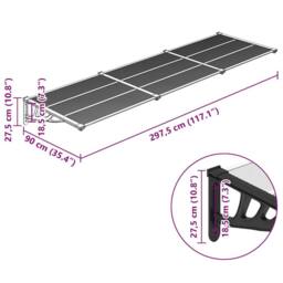 Berkfield Home Durable Door Canopy Black & Transparent 297.5x90 cm Polycarbonate in Clear - thumbnail 6