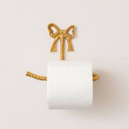 Melody Maison Gold Metal Bow Shaped Wall Mounted Toilet Roll Holder - Size: 60 cm x 100 cm - thumbnail 6
