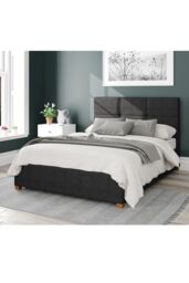 Aspire Caine Upholstered Ottoman Storage Bed, Malham Weave Fabric in Black - Size: King - thumbnail 1