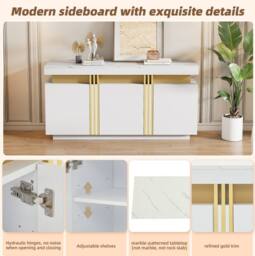 STILVORA Sideboard with 3 Doors & Adjustable Shelves in White - thumbnail 7