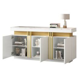 STILVORA Sideboard with 3 Doors & Adjustable Shelves in White - thumbnail 5