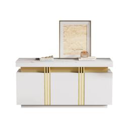 STILVORA Sideboard with 3 Doors & Adjustable Shelves in White - thumbnail 6