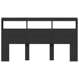 Berkfield Home Headboard Cabinet with LED Black 180x17x102 cm - Size: 180 x 17 x 102 cm - thumbnail 6