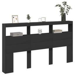 Berkfield Home Headboard Cabinet with LED Black 180x17x102 cm - Size: 180 x 17 x 102 cm - thumbnail 5