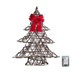 Samuel Alexander 60cm Battery Operated Christmas Tree with Red Bow & 60 White LEDs in Brown - thumbnail 1