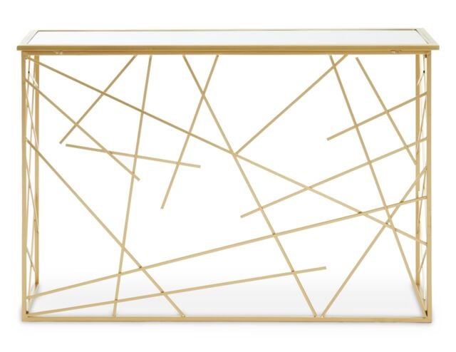 Orsina Sleek Gold Finish Console Table With Mirror Top, Contemporary Console Table For Livingroom, Versatile Table - image 1