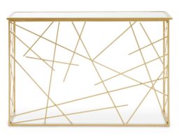 Orsina Sleek Gold Finish Console Table With Mirror Top, Contemporary Console Table For Livingroom, Versatile Table