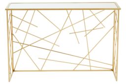 Orsina Sleek Gold Finish Console Table With Mirror Top, Contemporary Console Table For Livingroom, Versatile Table - thumbnail 4