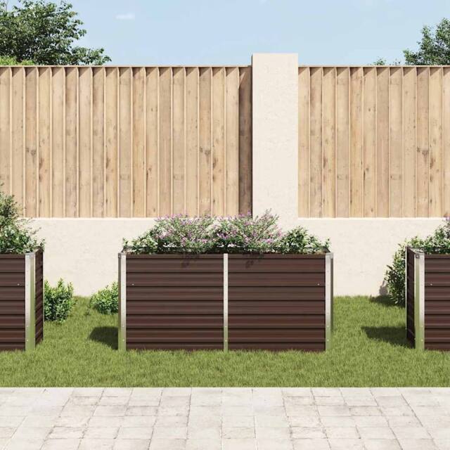 Berkfield Home Garden Raised Bed Brown 160x40x77 cm Galvanised Steel - Size: 160 x 40 x 77 cm - image 1