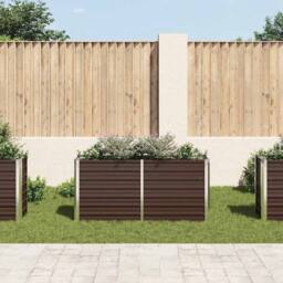 Berkfield Home Garden Raised Bed Brown 160x40x77 cm Galvanised Steel - Size: 160 x 40 x 77 cm - thumbnail 1