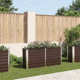 Berkfield Home Garden Raised Bed Brown 160x40x77 cm Galvanised Steel - Size: 160 x 40 x 77 cm - thumbnail 2
