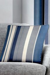 Fusion 'Whitworth Stripe' Modern Striped Filled Cushion 100% Cotton in Blue - Size: 43 cm x 43 cm - thumbnail 2