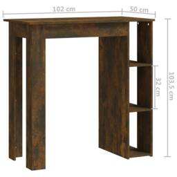 Berkfield Home Modern Bar Table with Shelf Smoked Oak 102x50x103.5 cm Engineered Wood in Brown - thumbnail 7