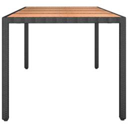 Berkfield Home Garden Table with Wooden Top Black Poly Rattan&Solid Wood Acacia - thumbnail 4