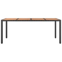 Berkfield Home Garden Table with Wooden Top Black Poly Rattan&Solid Wood Acacia - thumbnail 3