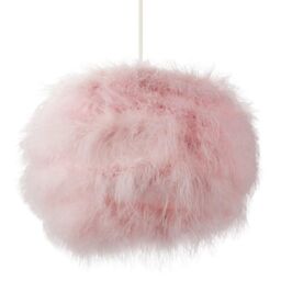 Happy Homewares Modern & Distinctive Small Real Feather Decorated Pendant Light Shade in Pink - thumbnail 1