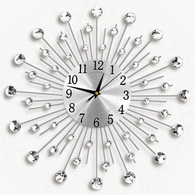 SPETLEK Sunburst Wall Clock Home Decor in Silver - Size: 0.6m2 - image 1