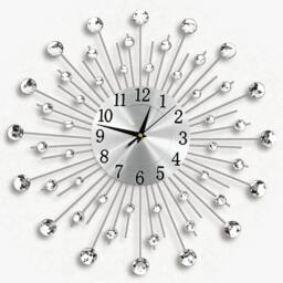 SPETLEK Sunburst Wall Clock Home Decor in Silver - Size: 0.6m2 - thumbnail 1