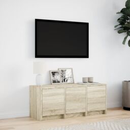 Berkfield Home TV Cabinet with LED Sonoma Oak 97x34x40 cm Engineered Wood in Brown - Size: 97 x 34 x 40 cm - thumbnail 4