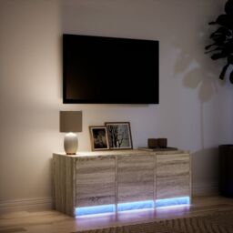Berkfield Home TV Cabinet with LED Sonoma Oak 97x34x40 cm Engineered Wood in Brown - Size: 97 x 34 x 40 cm - thumbnail 5